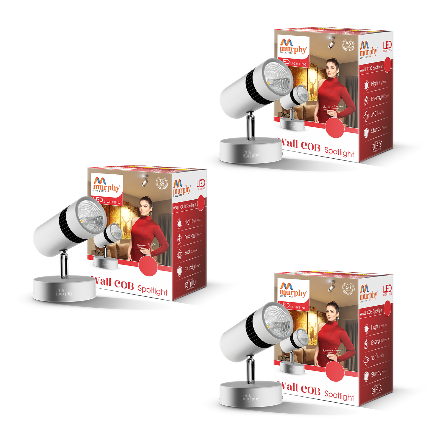 Murphy 3W Adjustable Aliminum LED Wall COB White Body