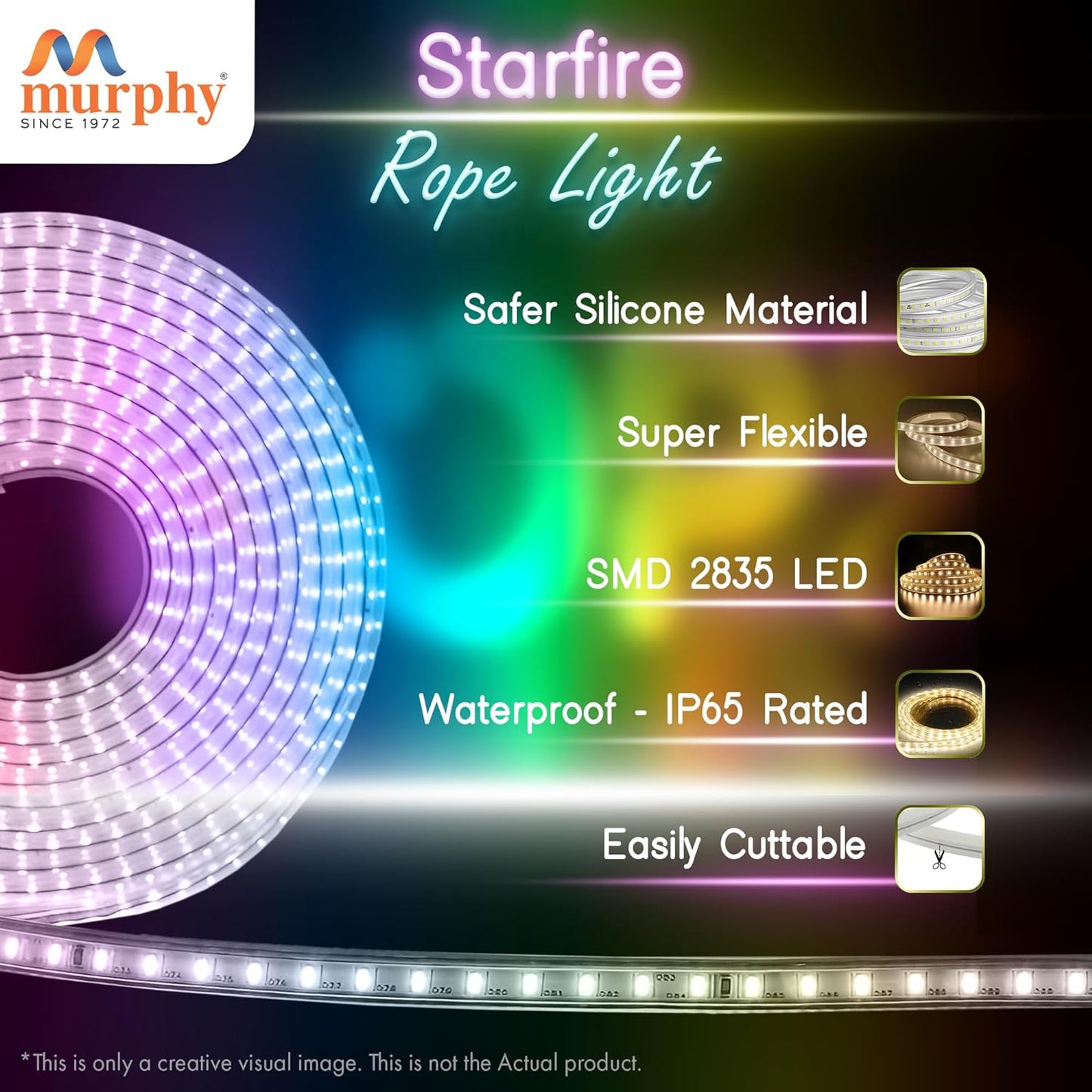 Murphy 2835-120 LED Waterproof Indoor Outdoor Home Deorative, Diwali Lights, Rope Pipe Light, Cove Light (120 Led/Mtr)