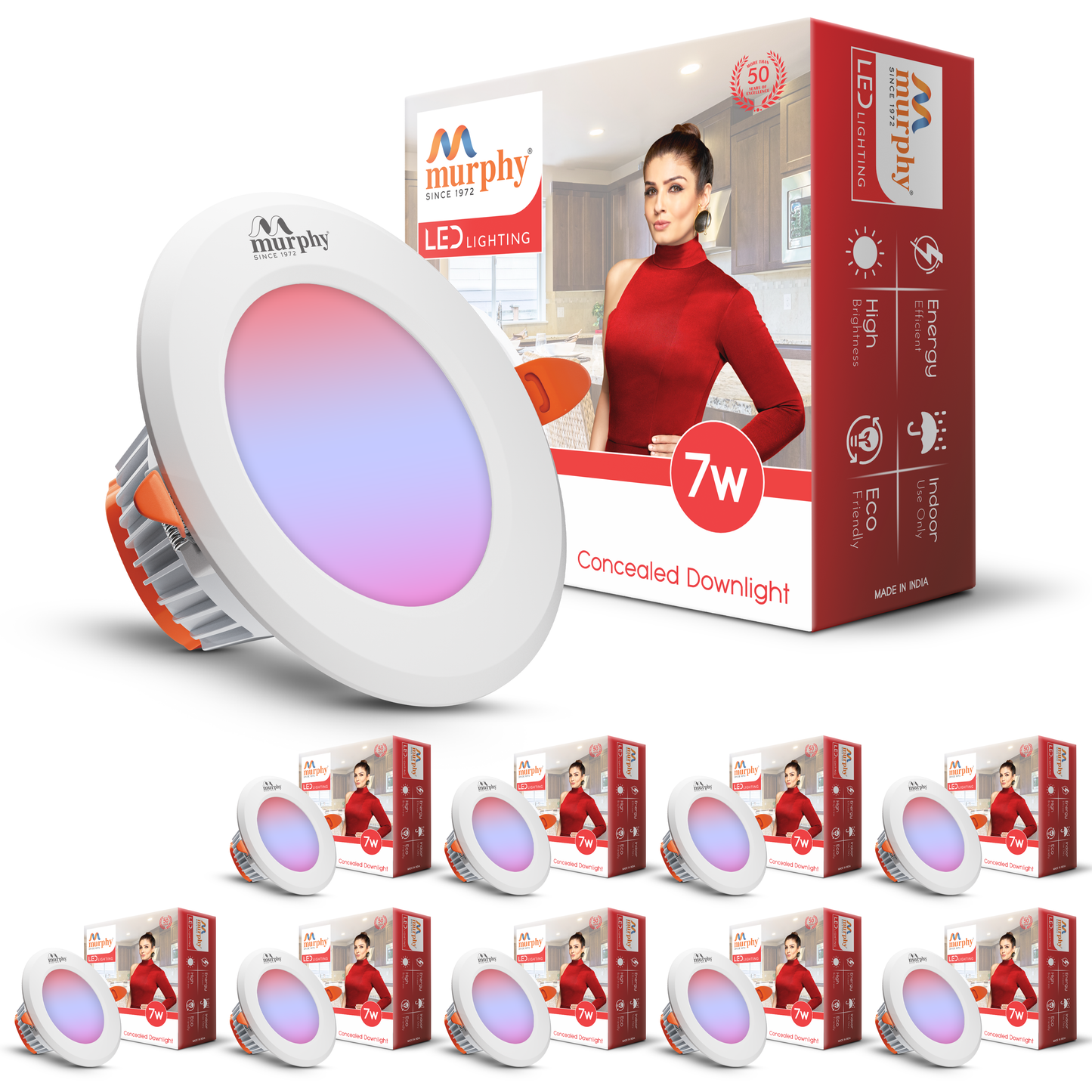 Murphy 7W Vivo LED 3-IN-1 Color Changing Down Light : Red+Blue+Pink
