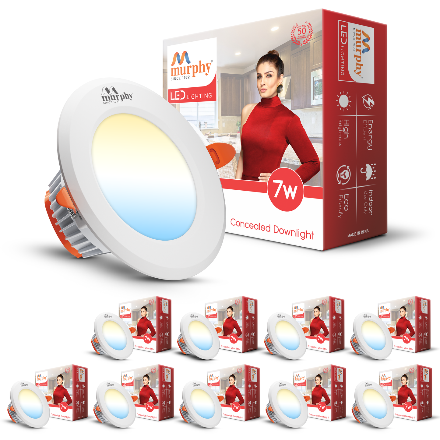 Murphy 7W Vivo LED 3-IN-1 Color Changing Down Light : Cool White + Warm White + Natural White
