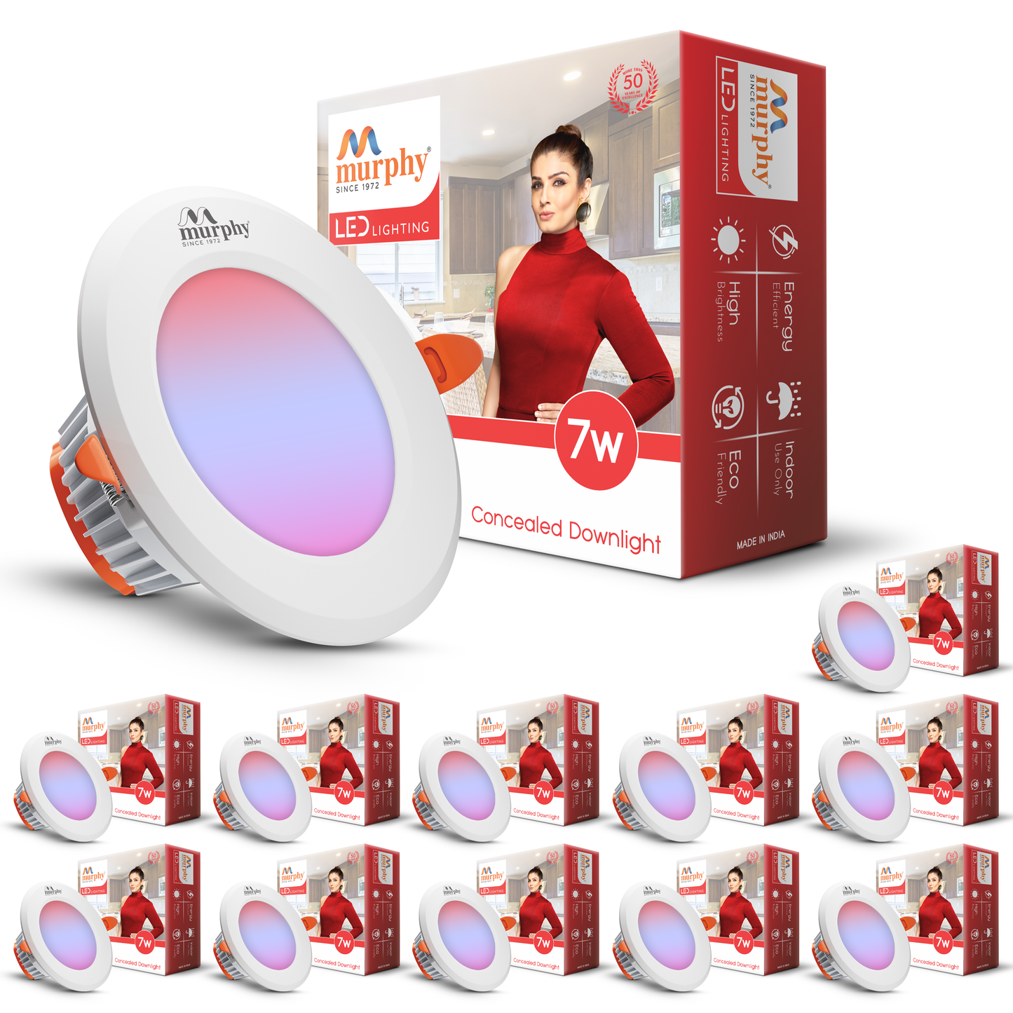 Murphy 7W Vivo LED 3-IN-1 Color Changing Down Light : Red+Blue+Pink