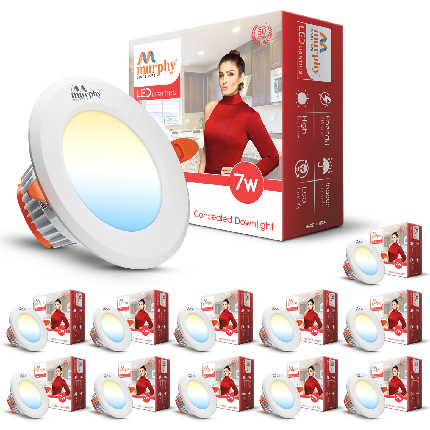 Murphy 7W Vivo LED 3-IN-1 Color Changing Down Light : Cool White + Warm White + Natural White