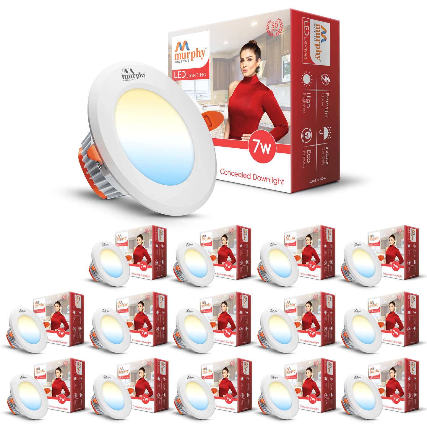 Murphy 7W Vivo LED 3-IN-1 Color Changing Down Light : Cool White + Warm White + Natural White