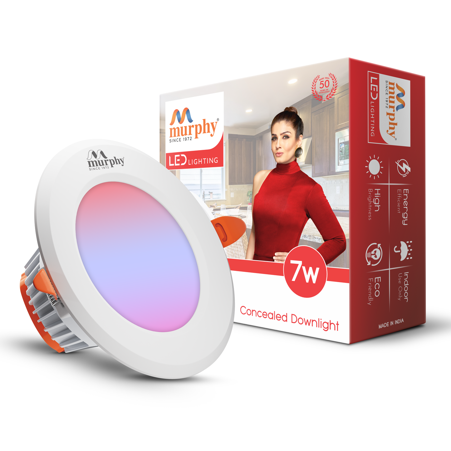 Murphy 7W Vivo LED 3-IN-1 Color Changing Down Light : Red+Blue+Pink