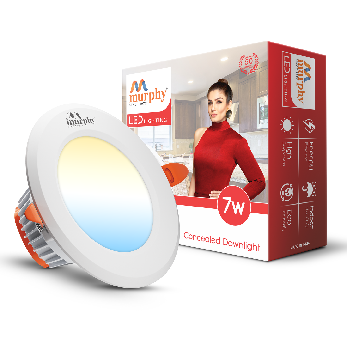 Murphy 7W Vivo LED 3-IN-1 Color Changing Down Light : Cool White + Warm White + Natural White