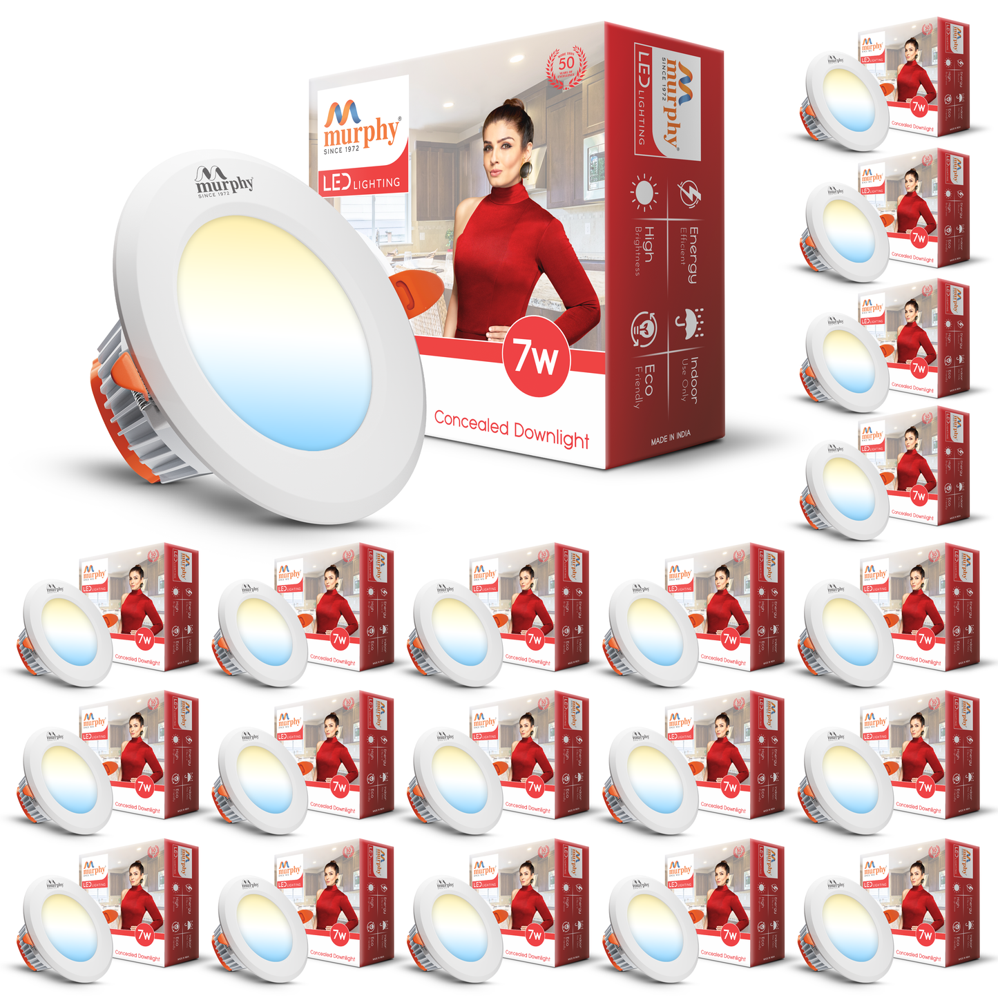 Murphy 7W Vivo LED 3-IN-1 Color Changing Down Light : Cool White + Warm White + Natural White