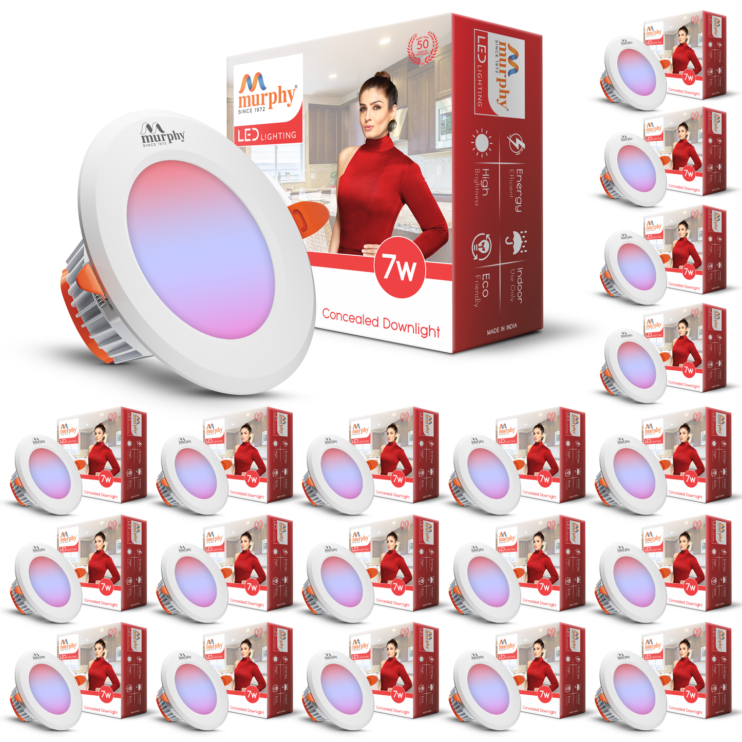 Murphy 7W Vivo LED 3-IN-1 Color Changing Down Light : Red+Blue+Pink