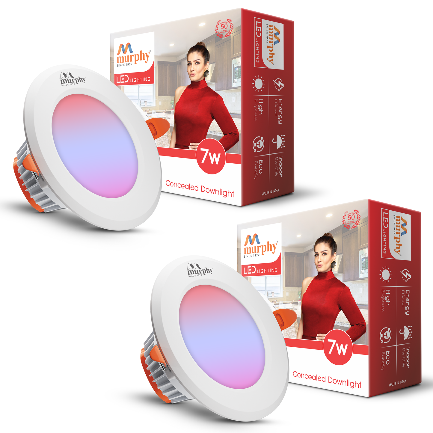 Murphy 7W Vivo LED 3-IN-1 Color Changing Down Light : Red+Blue+Pink