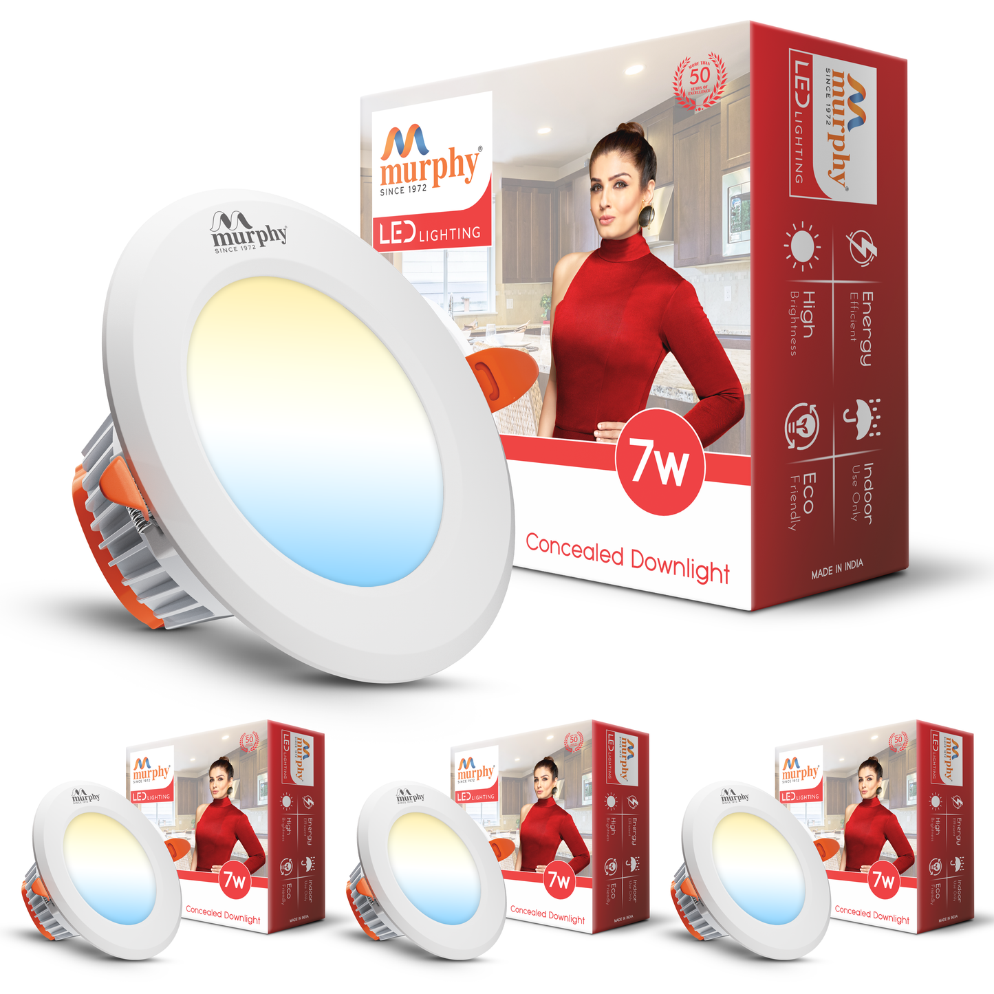 Murphy 7W Vivo LED 3-IN-1 Color Changing Down Light : Cool White + Warm White + Natural White