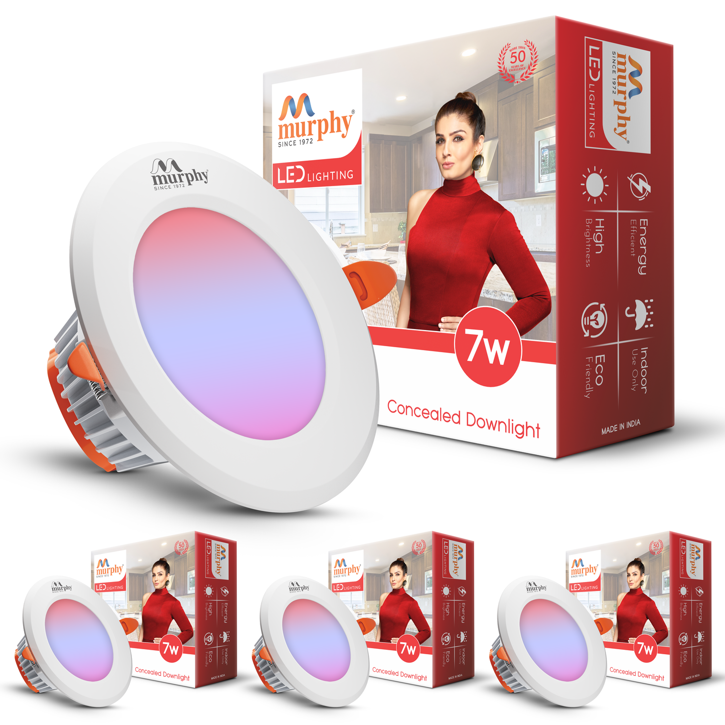 Murphy 7W Vivo LED 3-IN-1 Color Changing Down Light : Red+Blue+Pink
