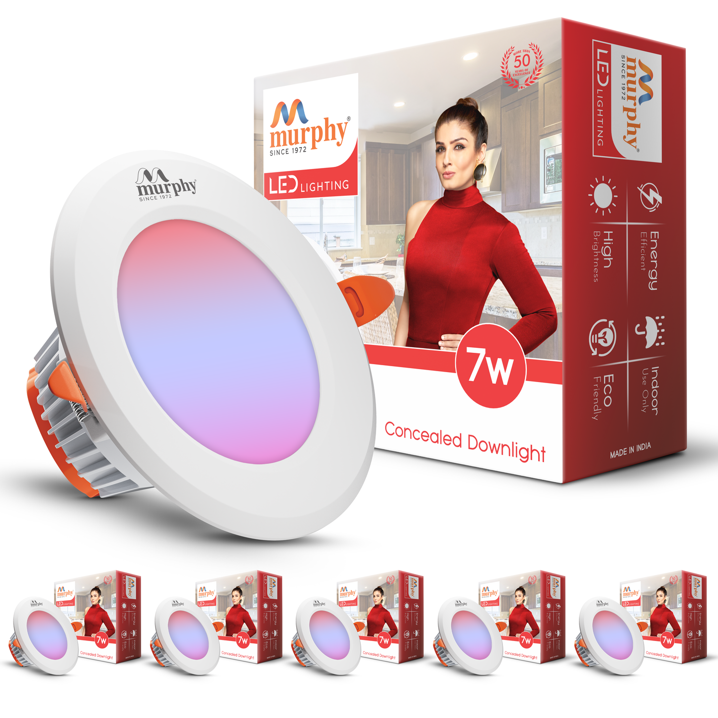 Murphy 7W Vivo LED 3-IN-1 Color Changing Down Light : Red+Blue+Pink