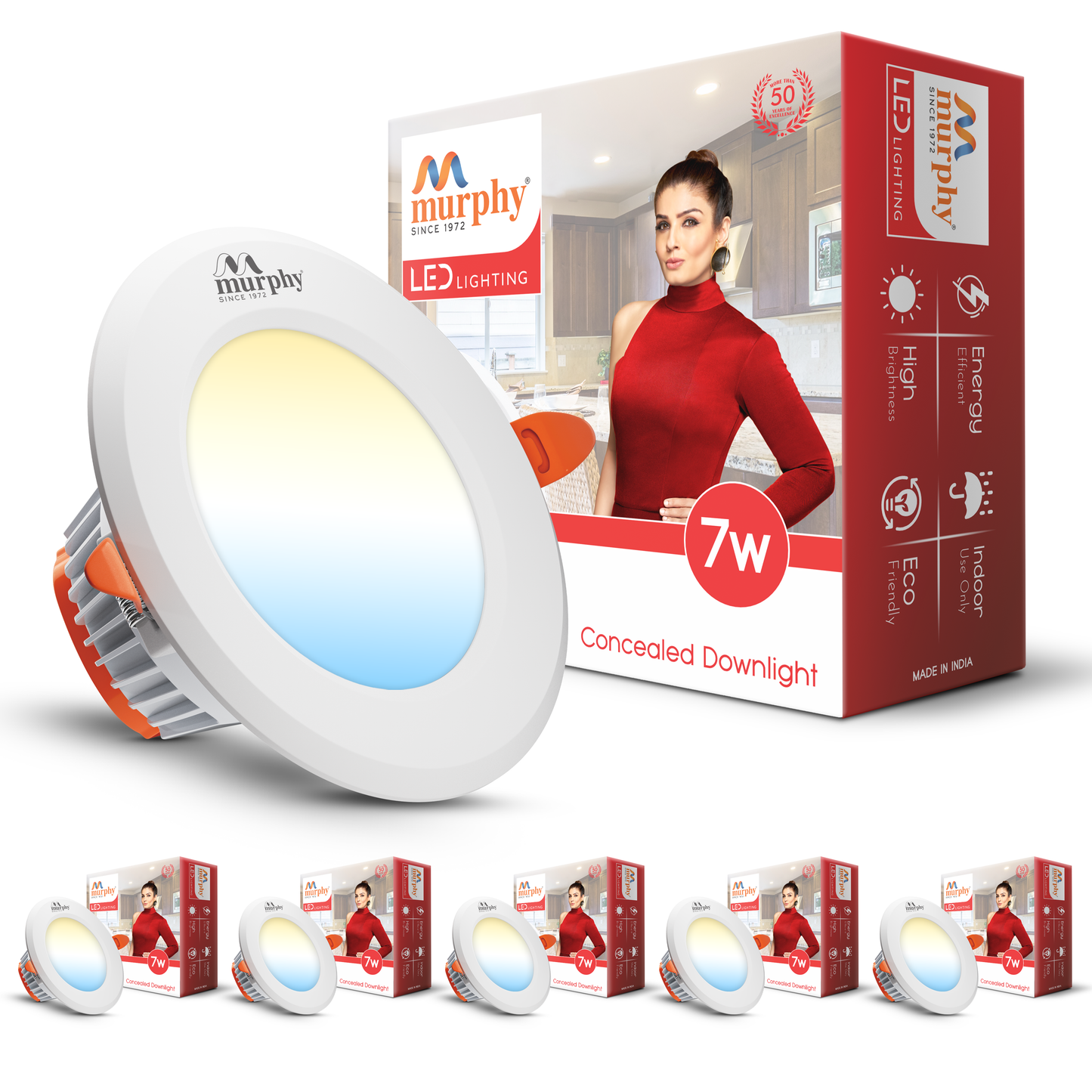 Murphy 7W Vivo LED 3-IN-1 Color Changing Down Light : Cool White + Warm White + Natural White