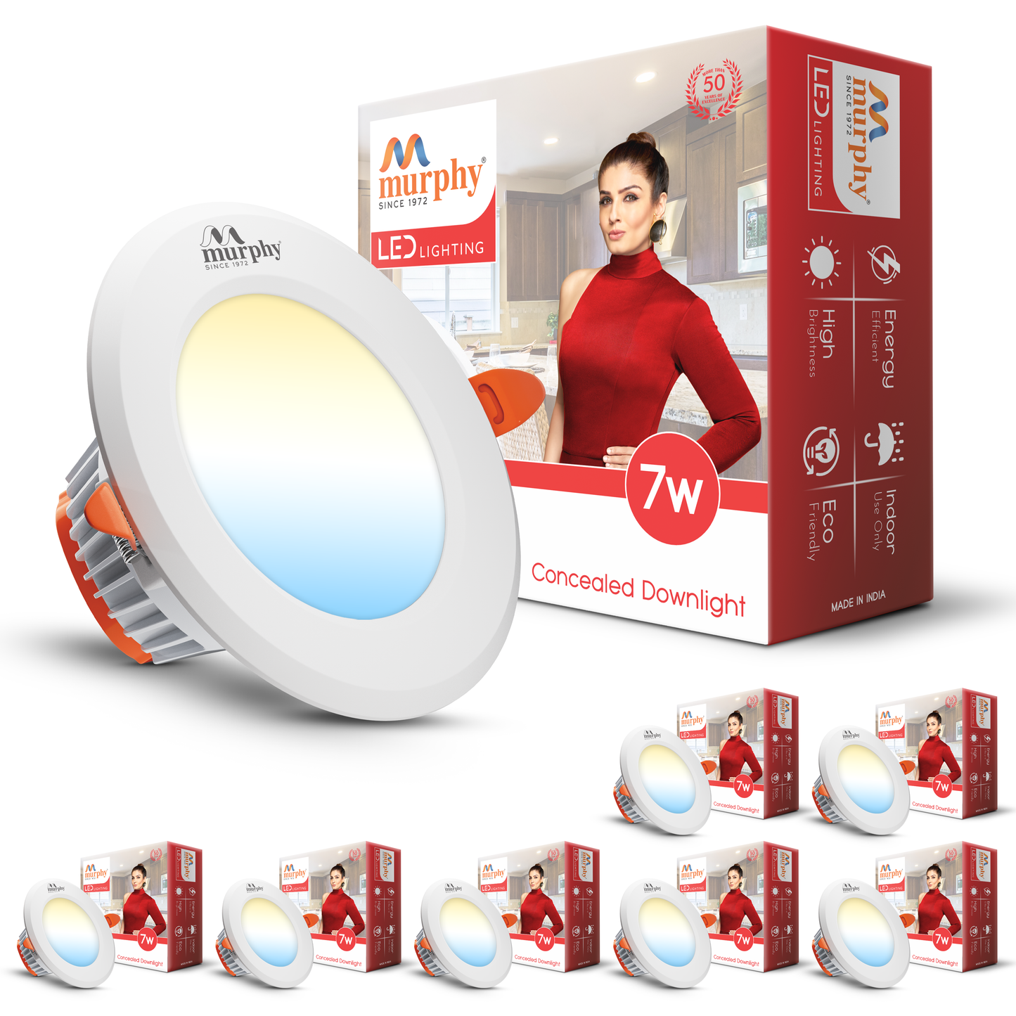 Murphy 7W Vivo LED 3-IN-1 Color Changing Down Light : Cool White + Warm White + Natural White