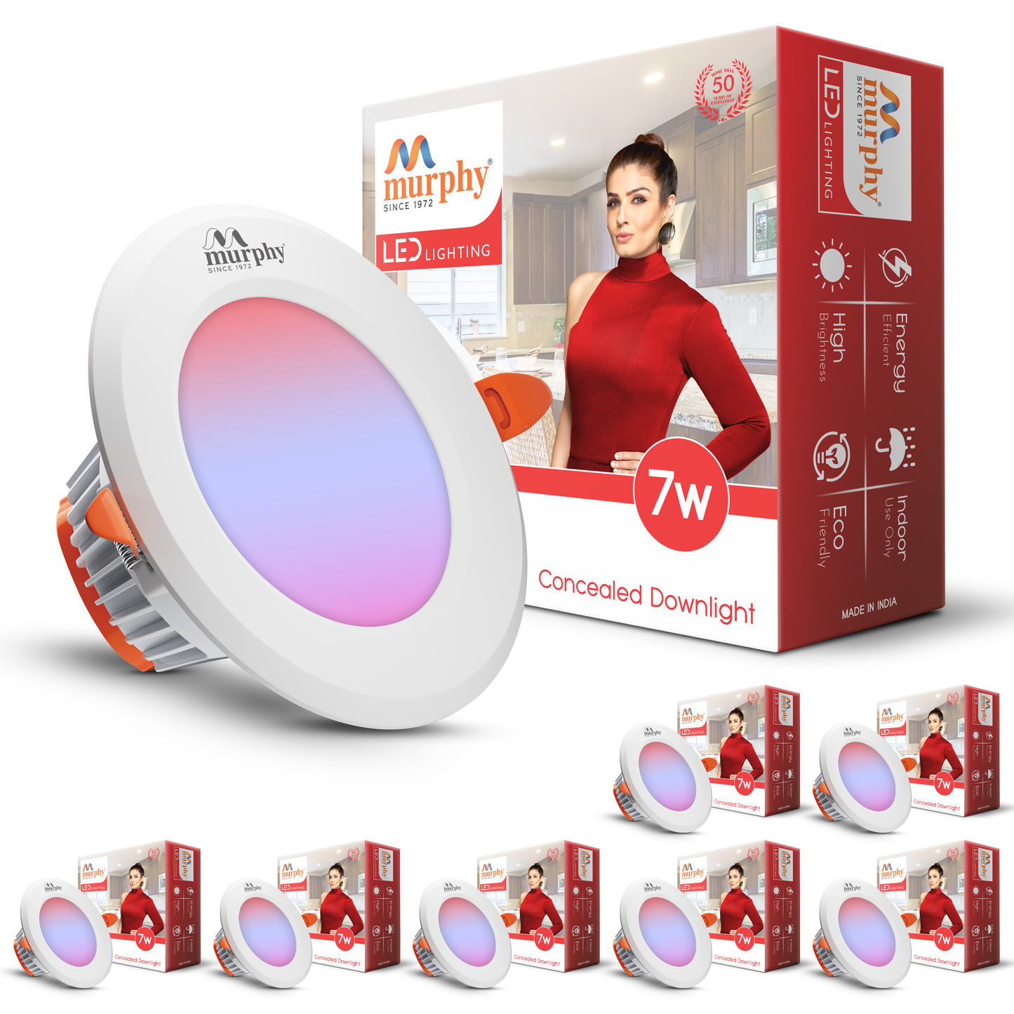 Murphy 7W Vivo LED 3-IN-1 Color Changing Down Light : Red+Blue+Pink