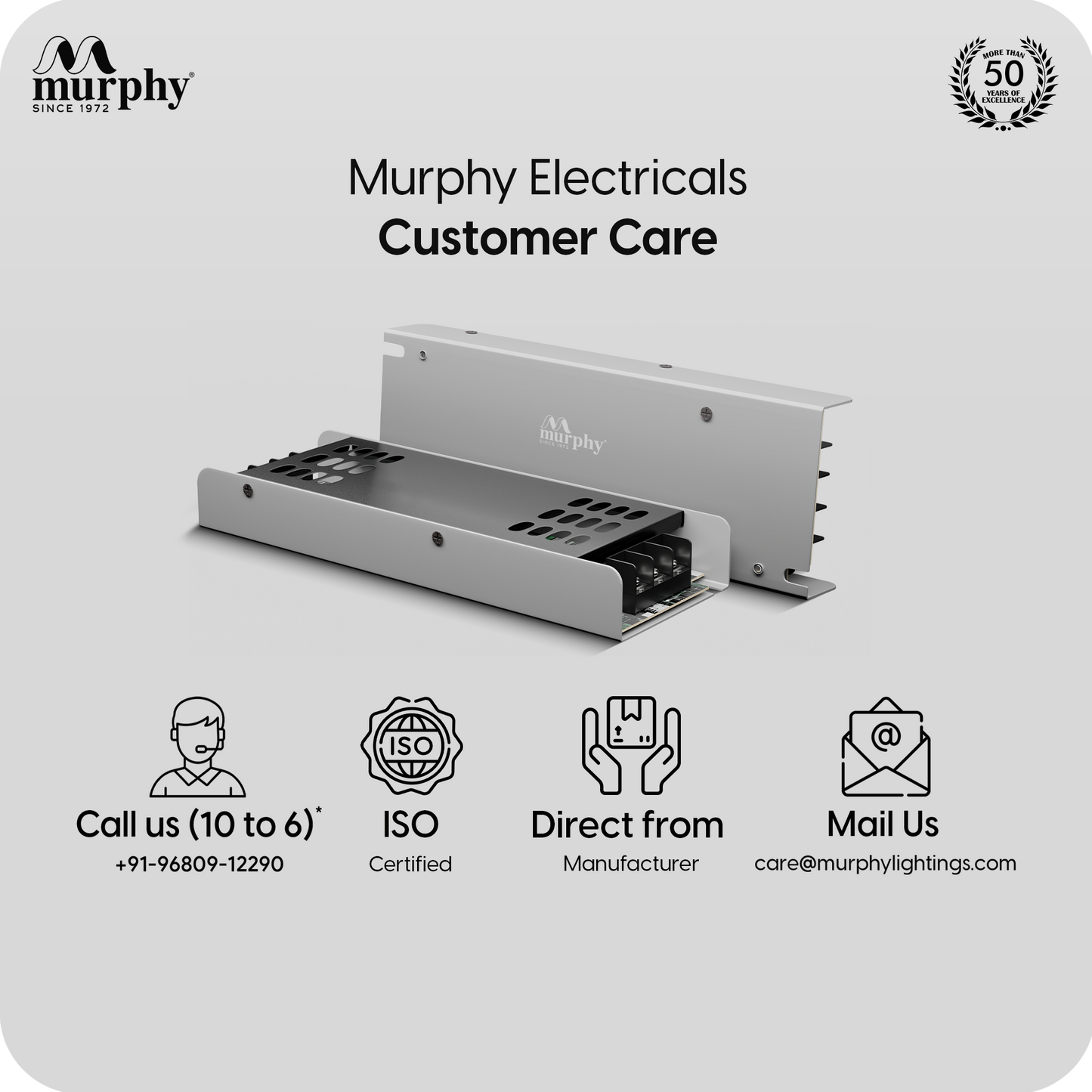 Murphy 5A 12V DC LED Driver (SMPS) | Constant Voltage Power Supply for Indoor LED Strip Lights | Aluminium Body | BIS Approved | (1-Year Warranty)