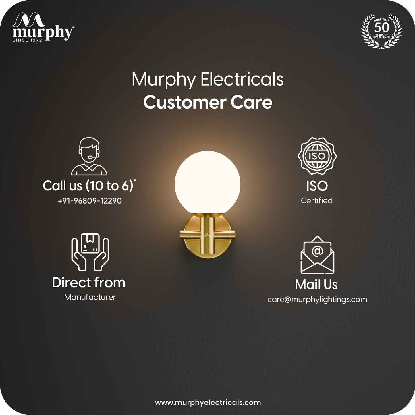 Murphy Nexus 6W Decorative Wall Light | 3 Color | Gold |