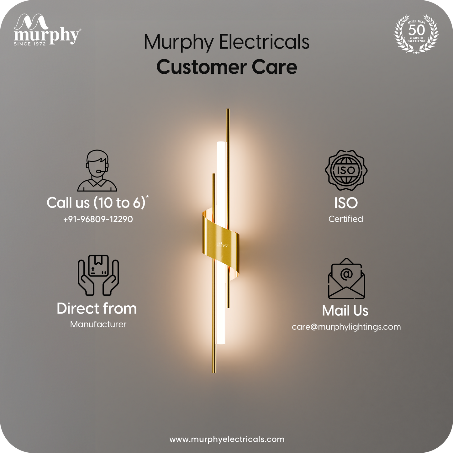 Murphy Auric Twist 12W Decorative LED Wall Lamp | Warm White Wall Light | Premium Gold Finish | Modern Wall Sconce for Living Room, Bedroom & Hallway | 2 Year Warranty