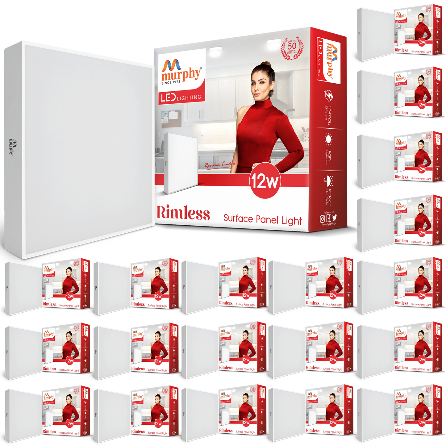 Murphy 12W Rimless Square Surface Panel Light