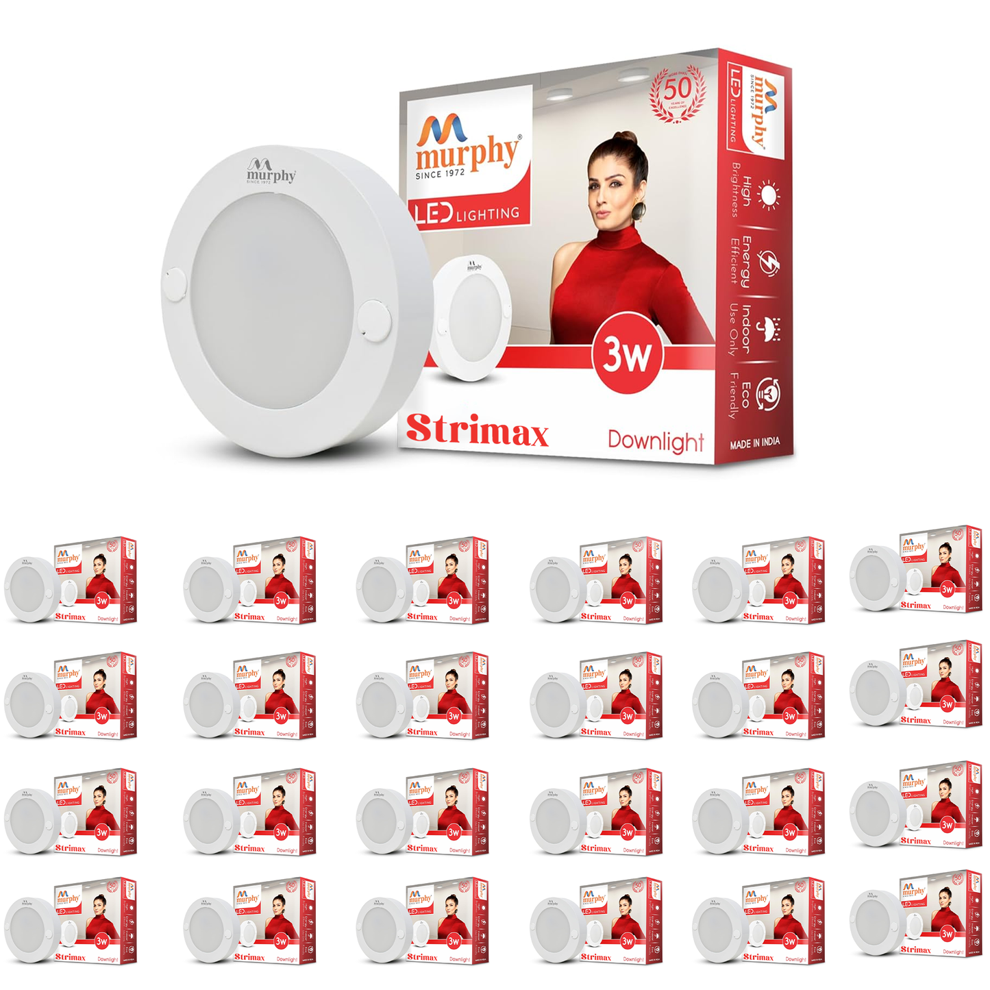Murphy STRIMAX 3W Surface LED Downlight | Slim Round Cabinet Light | Cool White| Energy Efficient | Long Lifespan| 2 Years Warranty