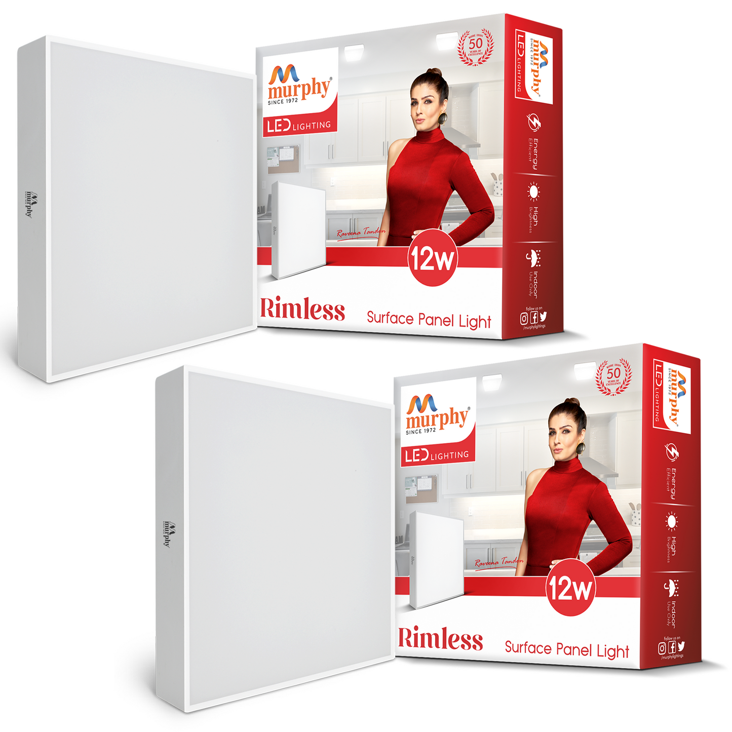 Murphy 12W Rimless Square Surface Panel Light