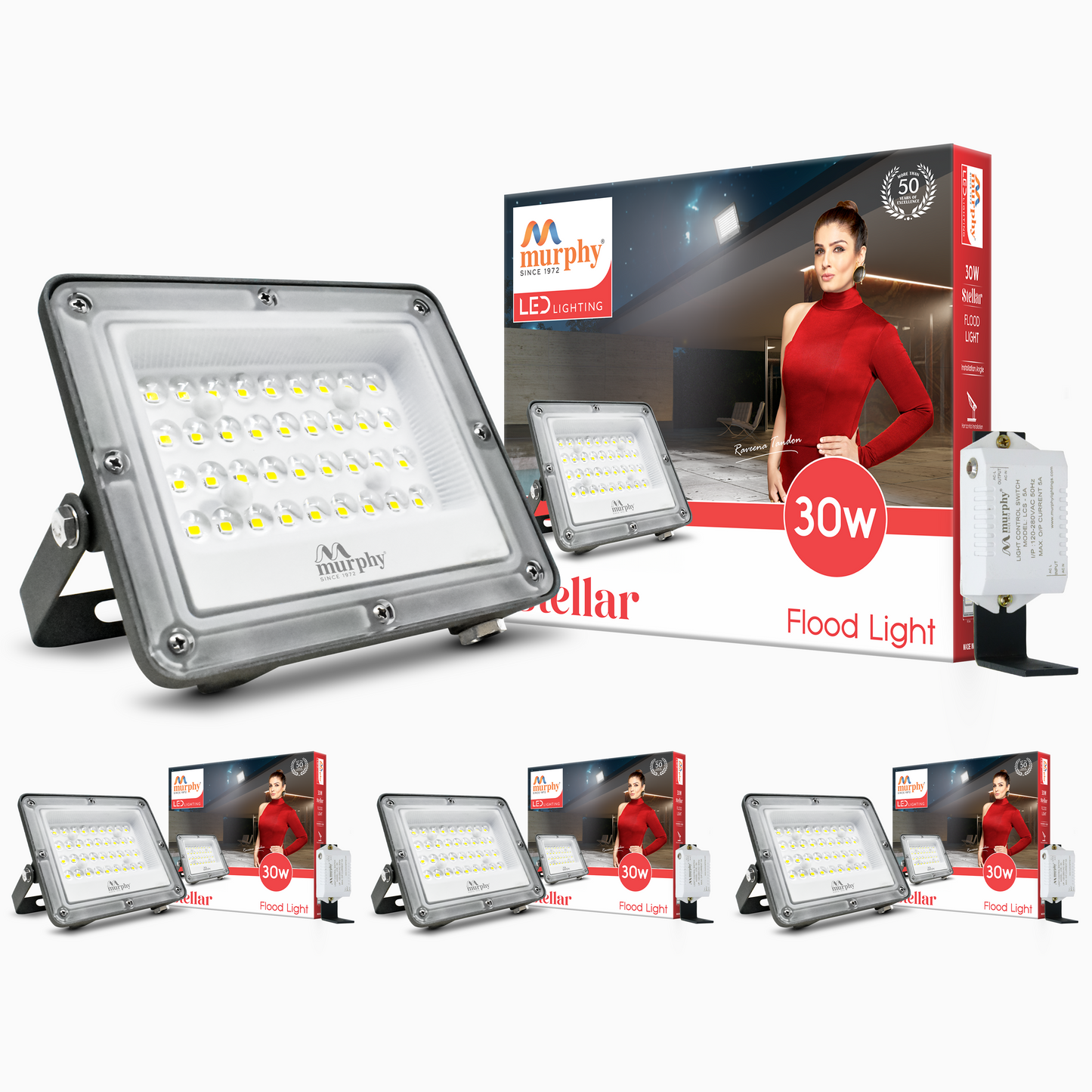 Murphy Steller 30W Led Waterproof with Auto On/Off Day Night Light Sensor Flood Light(Cool White, BIS Approved)