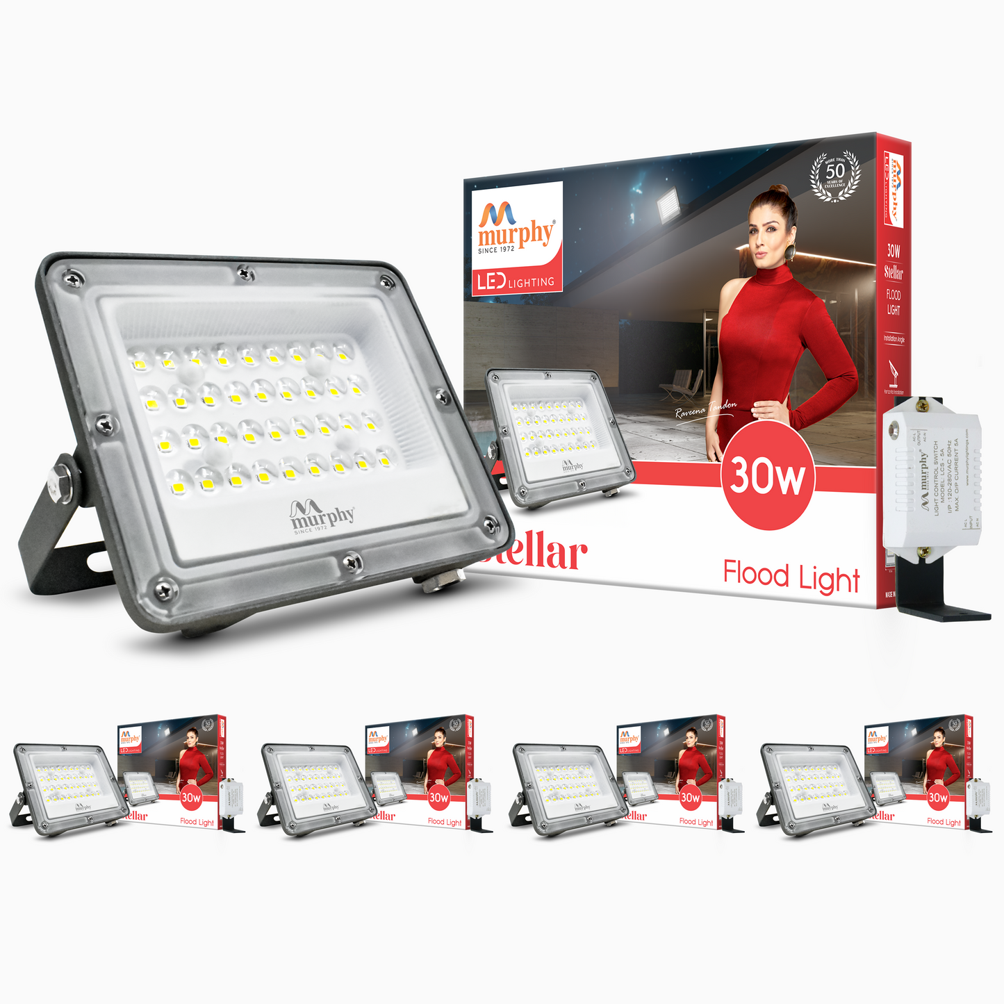 Murphy Steller 30W Led Waterproof with Auto On/Off Day Night Light Sensor Flood Light(Cool White, BIS Approved)