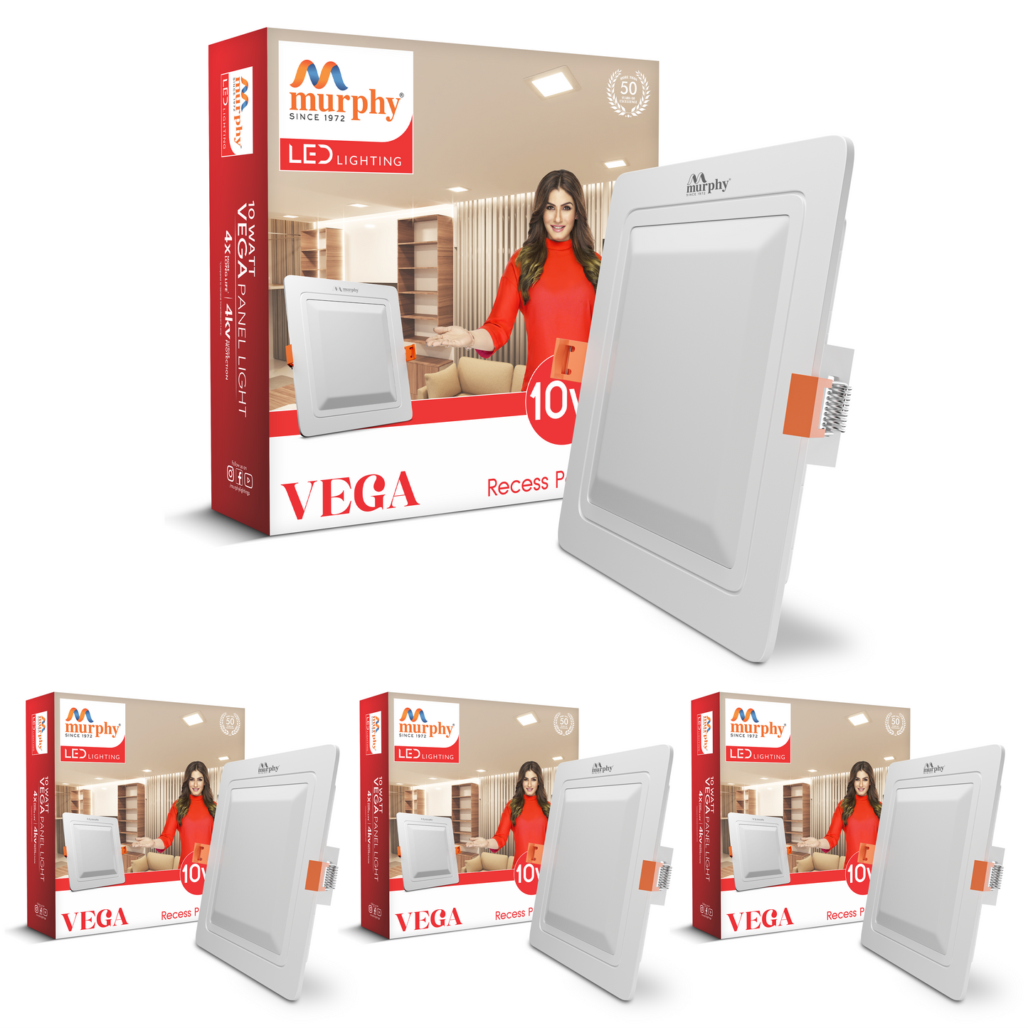 Murphy 10W Vega Square Recess Panel Light