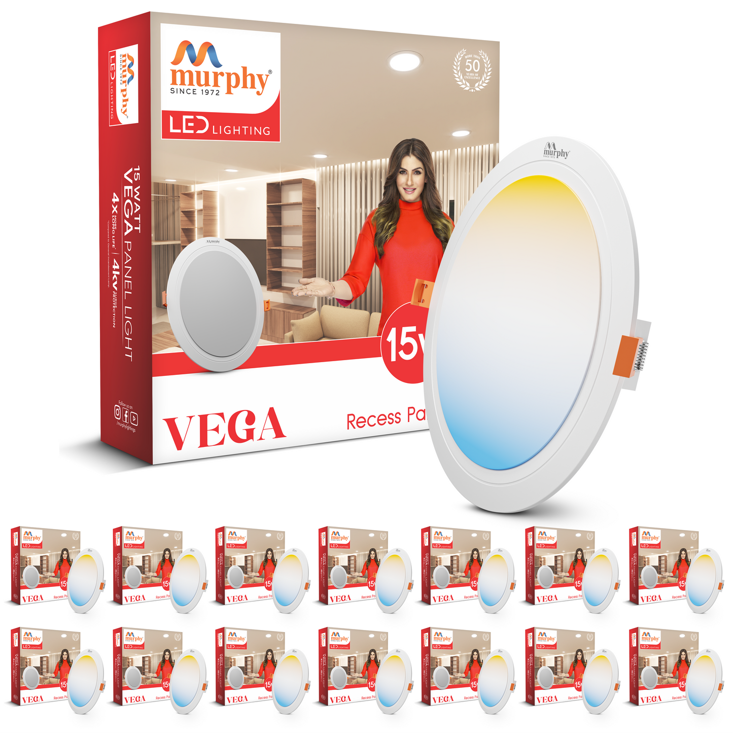 Murphy 15W Vega 3-IN-1 Color Changing Round Recess Panel Light : CW+WW+NW
