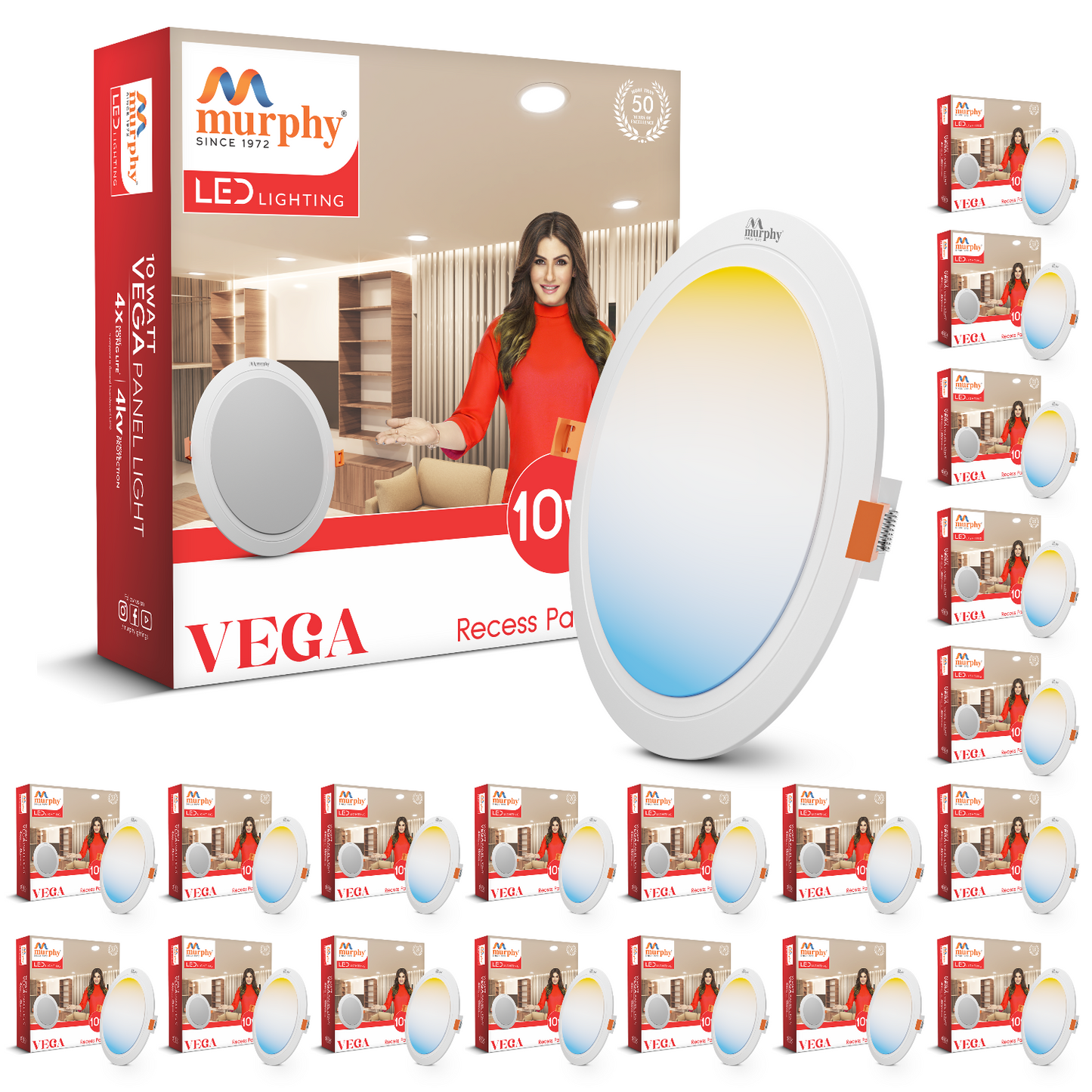 Murphy 10W Vega 3-IN-1 Color Changing Round Recess Panel Light : CW+WW+NW