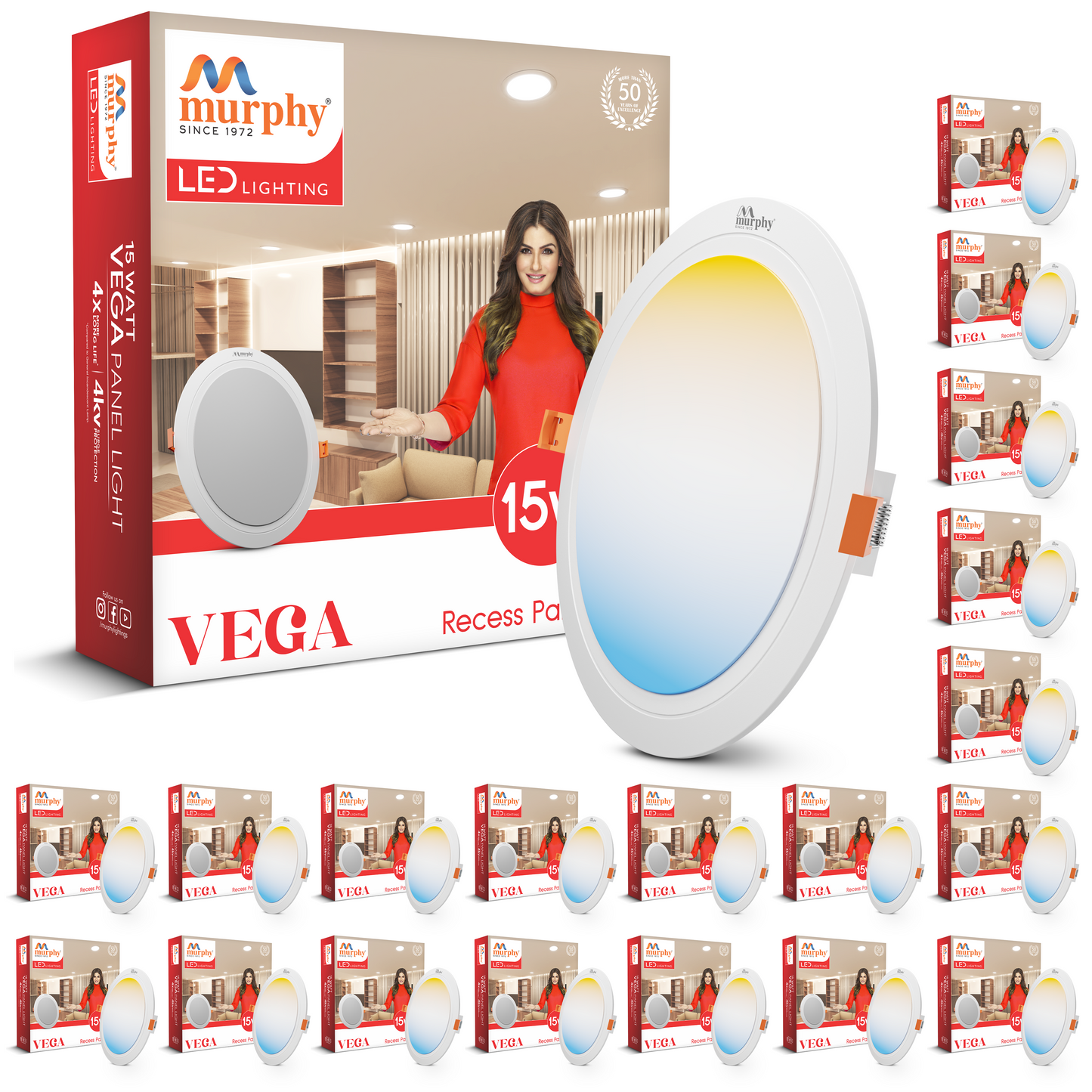 Murphy 15W Vega 3-IN-1 Color Changing Round Recess Panel Light : CW+WW+NW