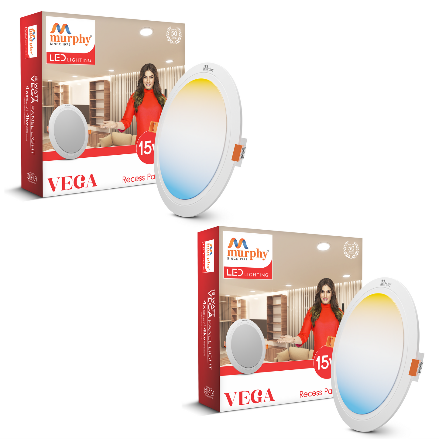 Murphy 15W Vega 3-IN-1 Color Changing Round Recess Panel Light : CW+WW+NW