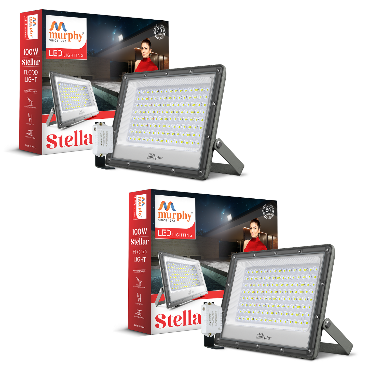 Murphy Steller 100W Led Waterproof with Auto On/Off Day Night Light Sensor Flood Light (Cool White, BIS Approved)