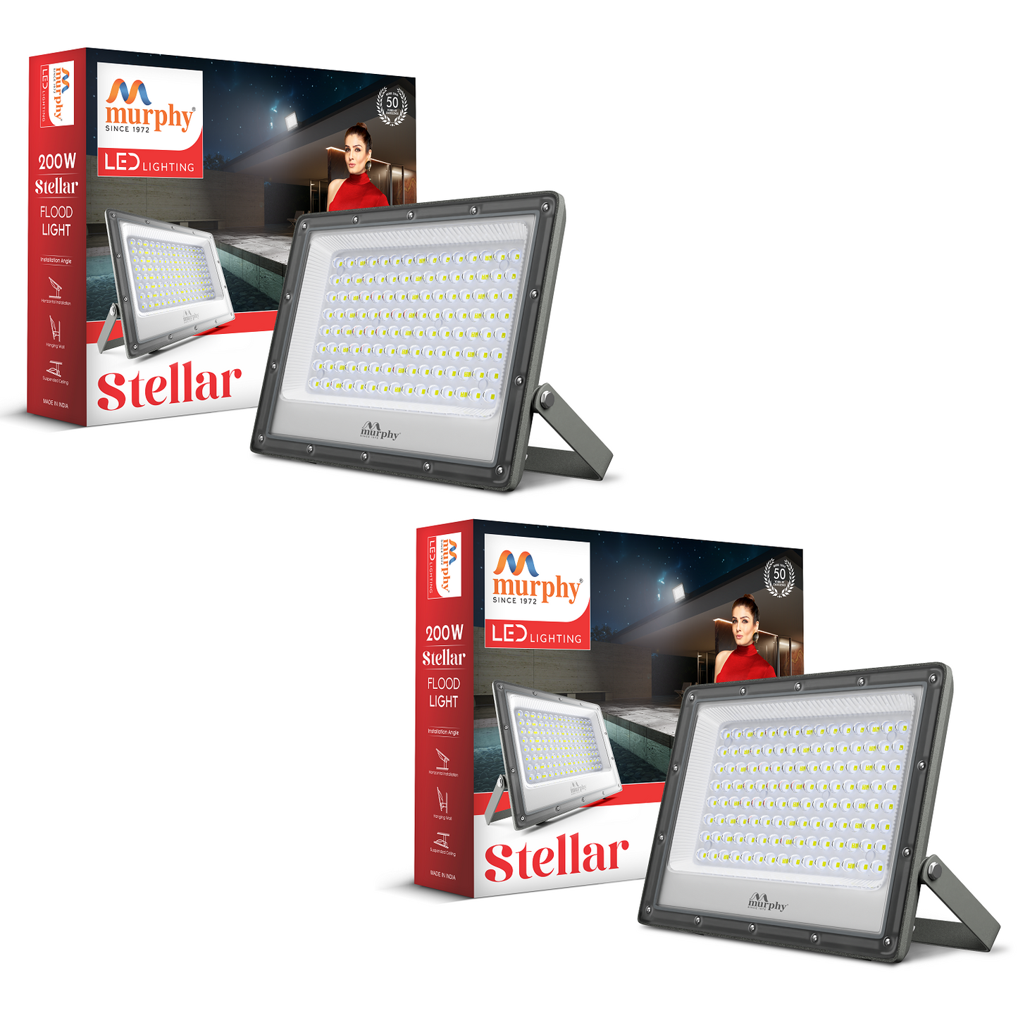 Murphy Stellar 200W LED Flood Light | Ultra-Bright 6500K Cool White | IP66 Waterproof & Surge Protected | High Lumen Outdoor Security Light for Factory, Sports Ground