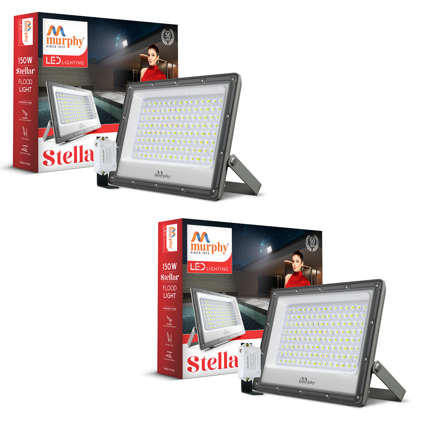 Murphy Steller 150W Led Waterproof with Auto On/Off Day Night Light Sensor Flood Light (Cool White, BIS Approved)