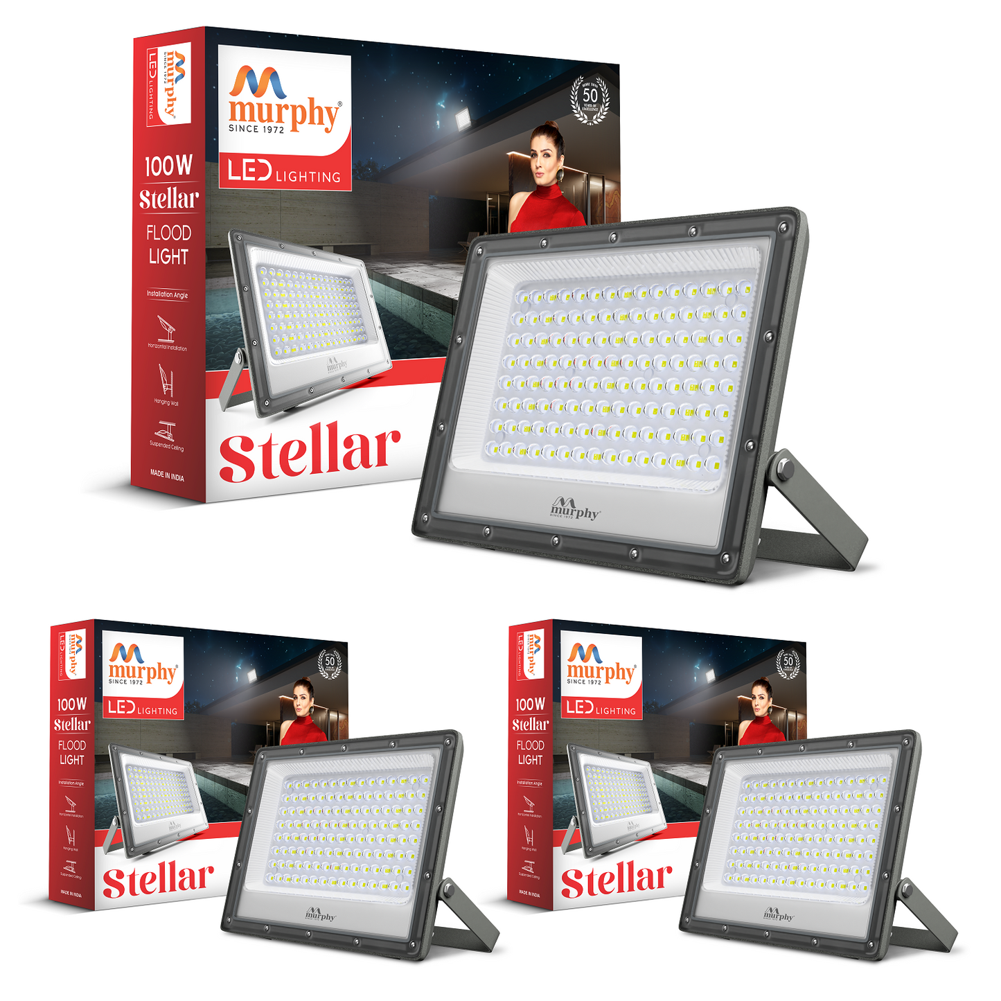 Murphy Steller LED 100W LED Flood Light, IP65 Rated Outdoor Light (Cool White, BIS Approved)