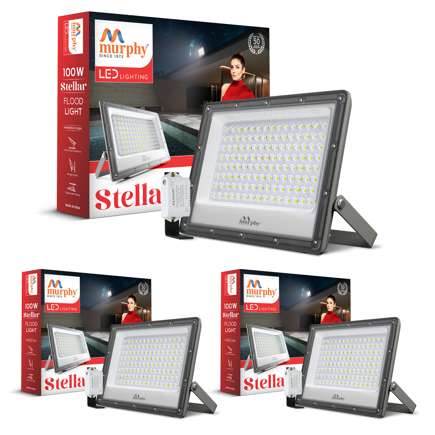 Murphy Steller 100W Led Waterproof with Auto On/Off Day Night Light Sensor Flood Light (Cool White, BIS Approved)