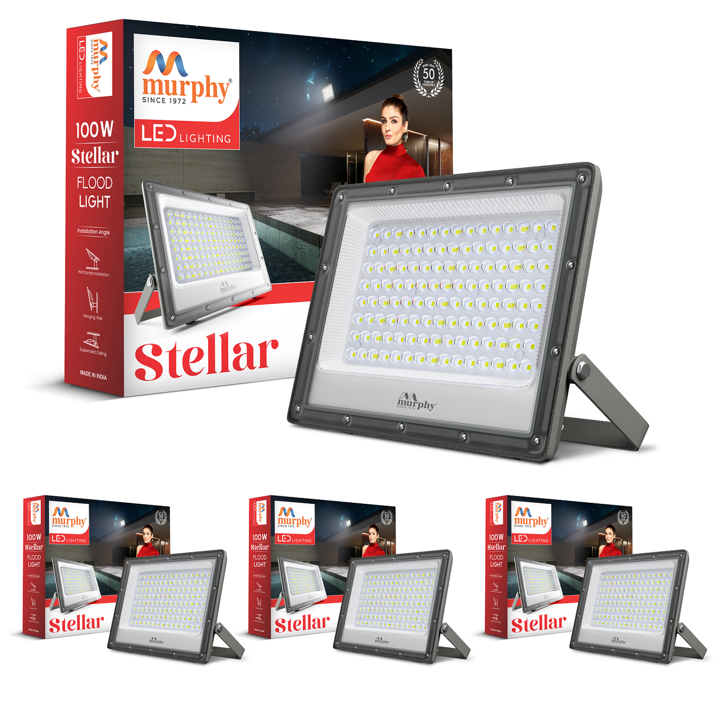 Murphy Steller LED 100W LED Flood Light, IP65 Rated Outdoor Light (Cool White, BIS Approved)
