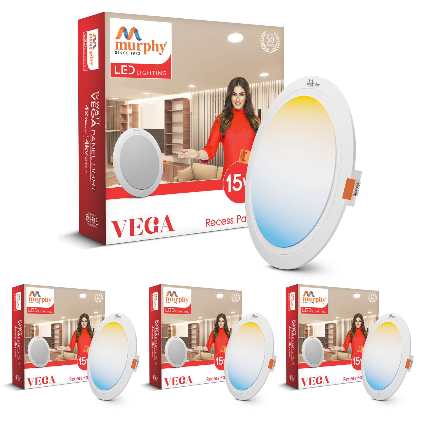 Murphy 15W Vega 3-IN-1 Color Changing Round Recess Panel Light : CW+WW+NW