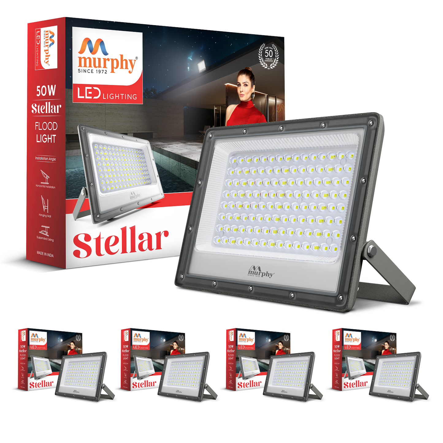 Murphy Steller LED 50W LED Flood Light, IP65 Rated Outdoor Light (Cool White, BIS Approved)