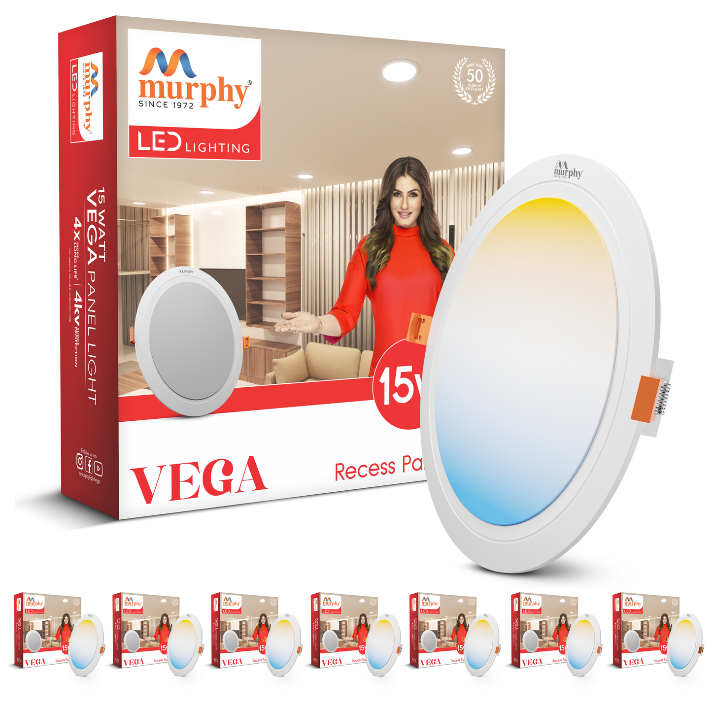 Murphy 15W Vega 3-IN-1 Color Changing Round Recess Panel Light : CW+WW+NW