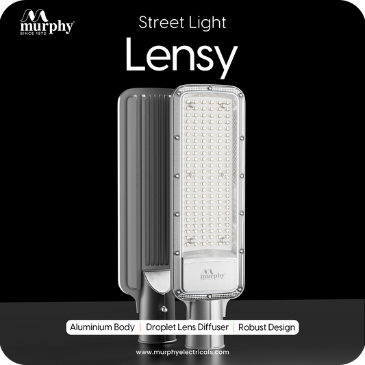 Murphy Lensy 100W LED Street Light | 10000 Lumens | BIS Approved | | Aluminium Body | IP66 Waterproof | 6500K Cool White | 4kV Surge Protection | BIS Approved