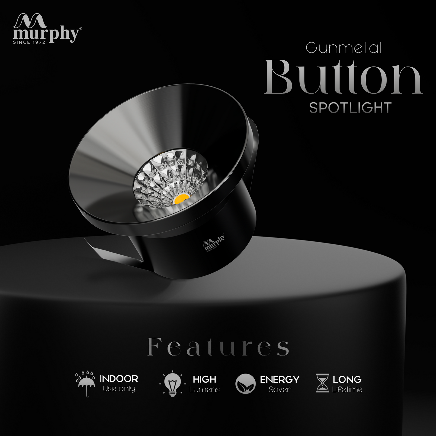 Murphy 3W Gun Metal Button Spot Light