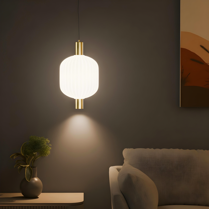 Murphy Mist Dome Hanging Bulb Light | Modern Pendant Light for Home Décor | Matte White & Gold Designer Hanging Lamp | Ceiling Pendant for Living Room, Bedroom, Dining, Café, Kitchen