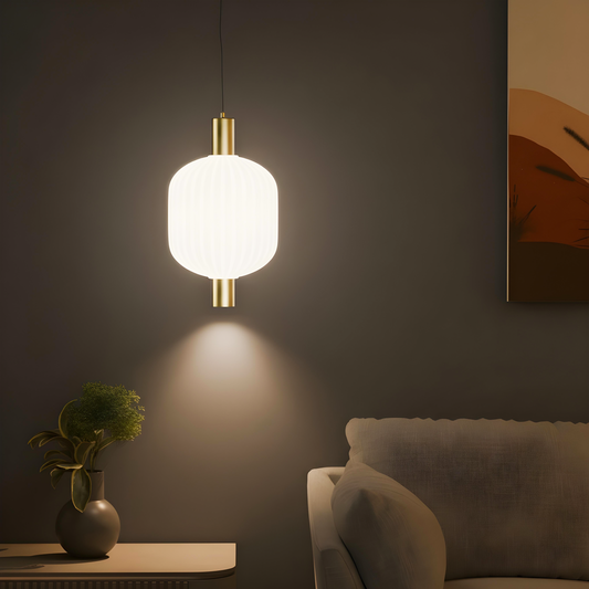 Murphy Mist Dome Hanging Bulb Light | Modern Pendant Light for Home Décor | Matte White & Gold Designer Hanging Lamp | Ceiling Pendant for Living Room, Bedroom, Dining, Café, Kitchen