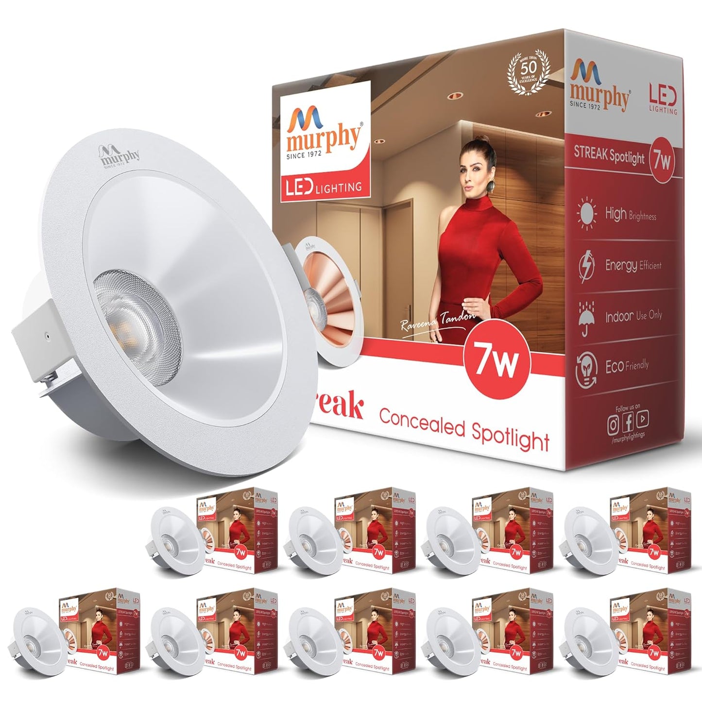 Murphy 7W Streak LED Down Light WH+White Finish Bulb Down Light