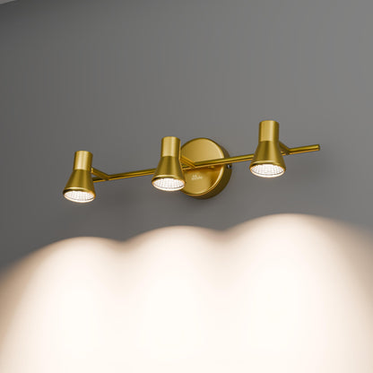 Murphy TriGlow 3x5W LED Wall Track Light, 3C Color Changing (CW/WW/NW), Golden Finish, Adjustable 3 Spotlight Fixture, 15W Indoor Wall Lamp for Living Room & Home Office