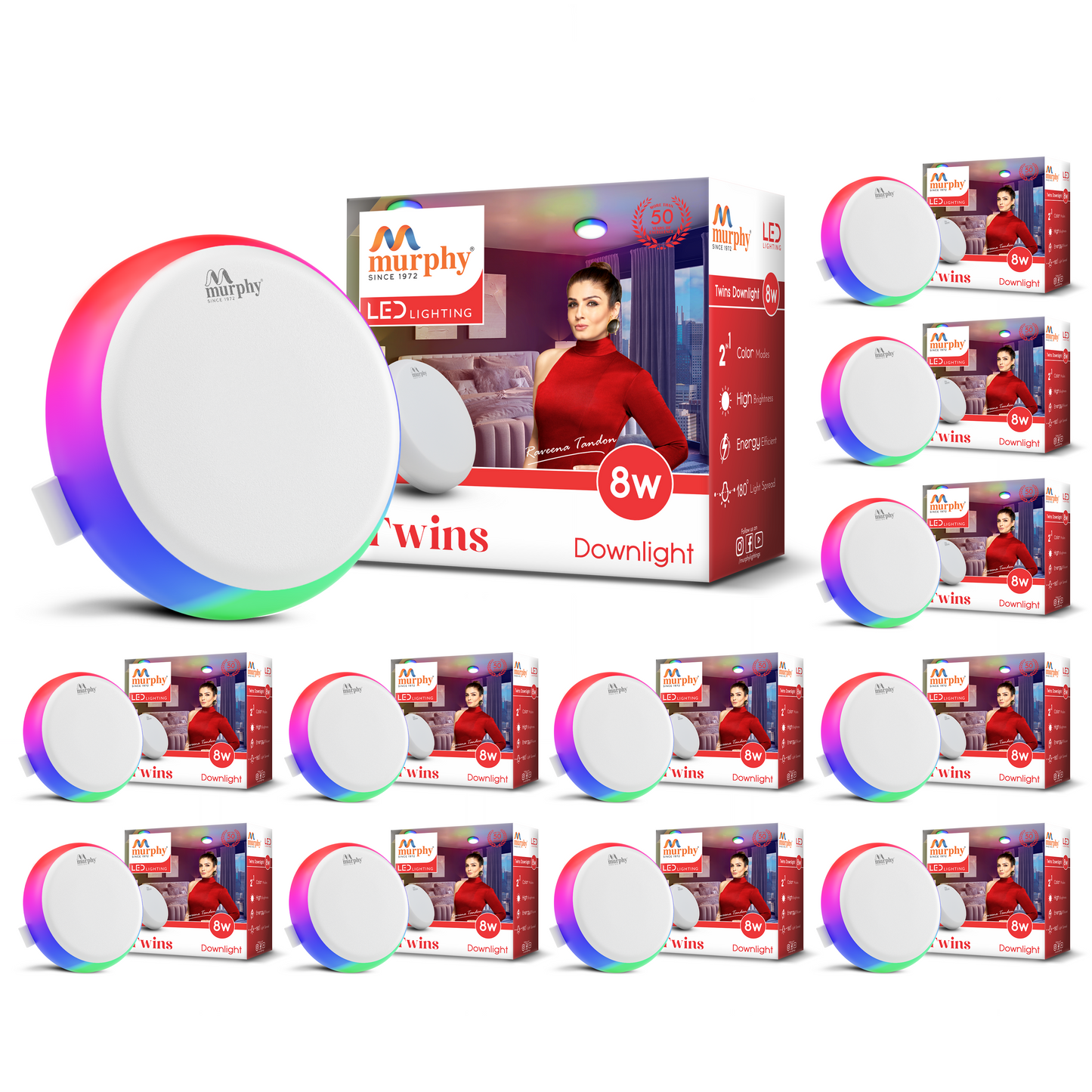 Murphy 2-in-1 8W+8W Double Color Round LED Junction Box Ceiling Light | High Brightness Energy Saving Indoor Light | 2-Year Warranty