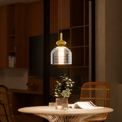 Murphy Ripple Pendant 9W LED Hanging Light | 3C Color Changing Warm/Natural/Cool White | Golden Finish | Ideal for Bedroom & Living Room | BIS Approved | 2 Year Warranty