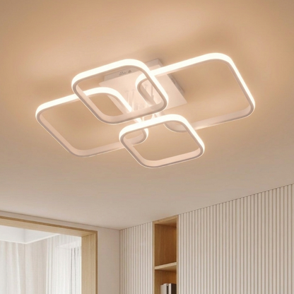 Murphy LED Ceiling Light | 40W 3 Color (Warm/Natural/Cool) | Geometric Flush Mount Acrylic Light for Living Room, Bedroom, Dining Room & Hallway