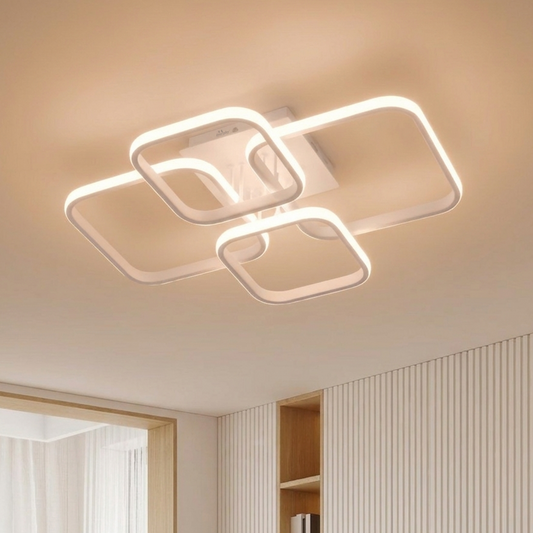 Murphy LED Ceiling Light | 40W 3 Color (Warm/Natural/Cool) | Geometric Flush Mount Acrylic Light for Living Room, Bedroom, Dining Room & Hallway
